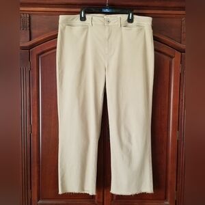 J. Jill Denim High Rise Wide Leg Ankle Frayed Hem Tan Jeans Size 22